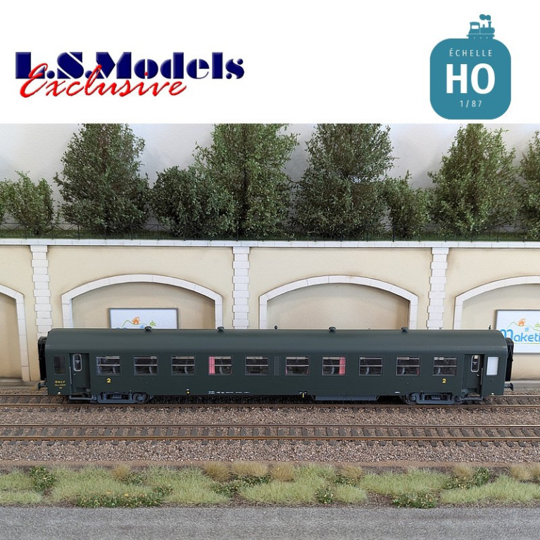 Coffret 2 voitures voyageur USI Bmyfi U60courtes vertes Marquage 1956 SNCF Ep IIId HO LS Models MW40021 - Maketis Coffret 2 voitures voyageur USI Bmyfi U60courtes vertes Marquage 1956 SNCF Ep IIId HO LS Models MW40021 - Maketis