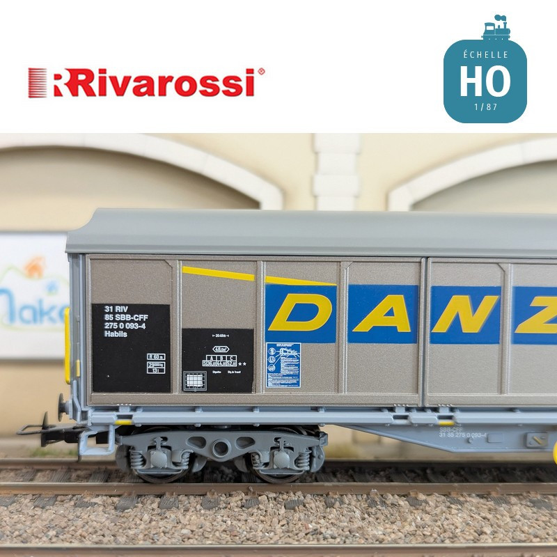 Wagon à parois coulissantes à bogies Habils "Danzas" SBB-CFF Ep V HO Rivarossi HR6649 - Maketis