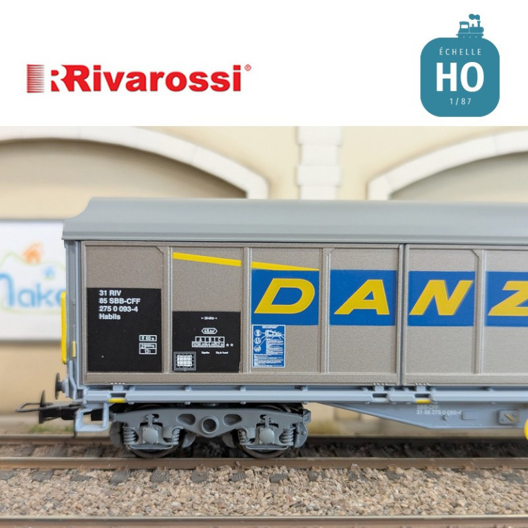 Wagon à parois coulissantes à bogies Habils "Danzas" SBB-CFF Ep V HO Rivarossi HR6649 - Maketis