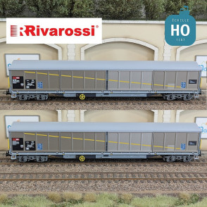 Coffret 2 wagons à parois coulissantes à bogies Habils livrée retouchée SBB-CFF Ep V HO Rivarossi HR6650 - Maketis