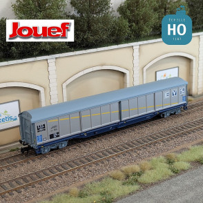 Wagon à parois coulissantes à bogies Habis livrée argentée "EVS" SNCF Ep IV HO Jouef HJ6300 - Maketis