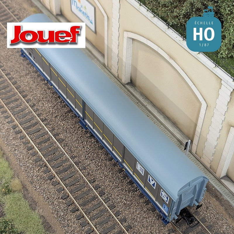 Wagon à parois coulissantes à bogies Habis livrée argentée "EVS" SNCF Ep IV HO Jouef HJ6300 - Maketis