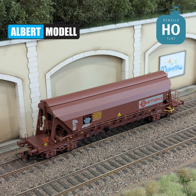 Wagon trémie T90 Tanpps brun UIC bogies Y25 moulés Ermewa Ep VI HO Albert Modell 065313 - Maketis