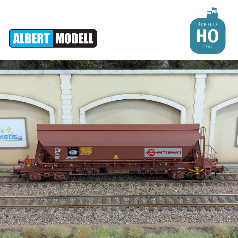 Wagon trémie T90 Tanpps brun UIC bogies Y25 moulés Ermewa Ep VI HO Albert Modell 065313 - Maketis