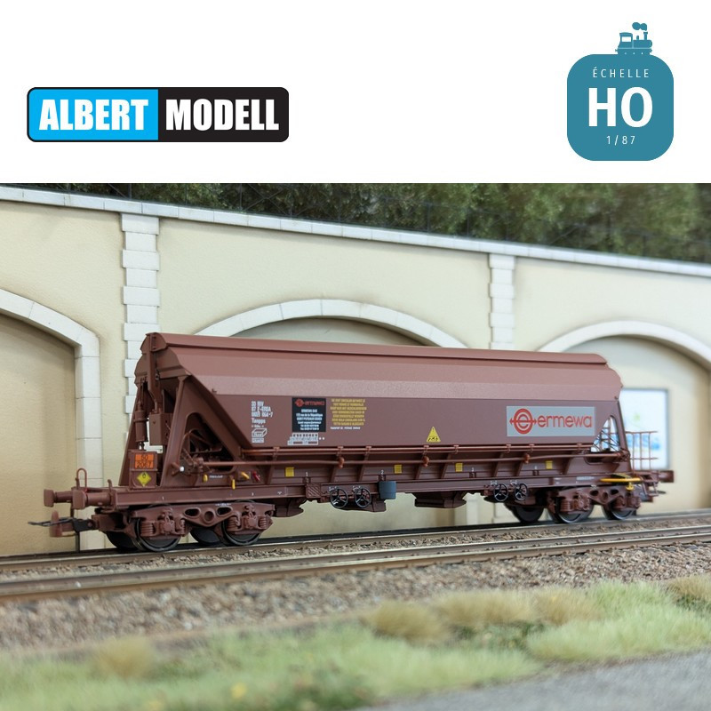 Wagon trémie T90 Tanpps brun UIC bogies Y25 moulés Ermewa Ep VI HO Albert Modell 065313 - Maketis
