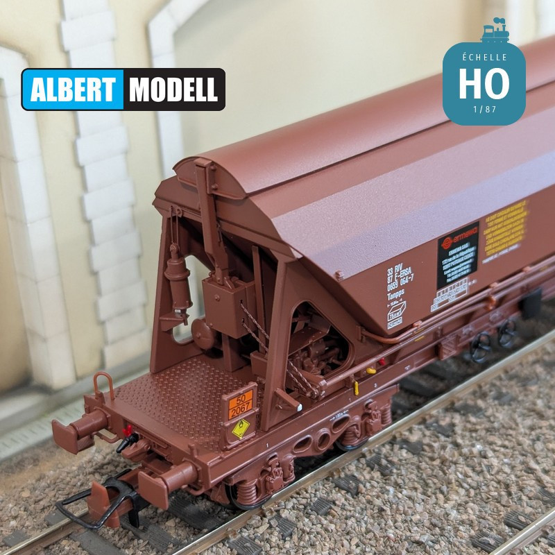 Wagon trémie T90 Tanpps brun UIC bogies Y25 moulés Ermewa Ep VI HO Albert Modell 065313 - Maketis