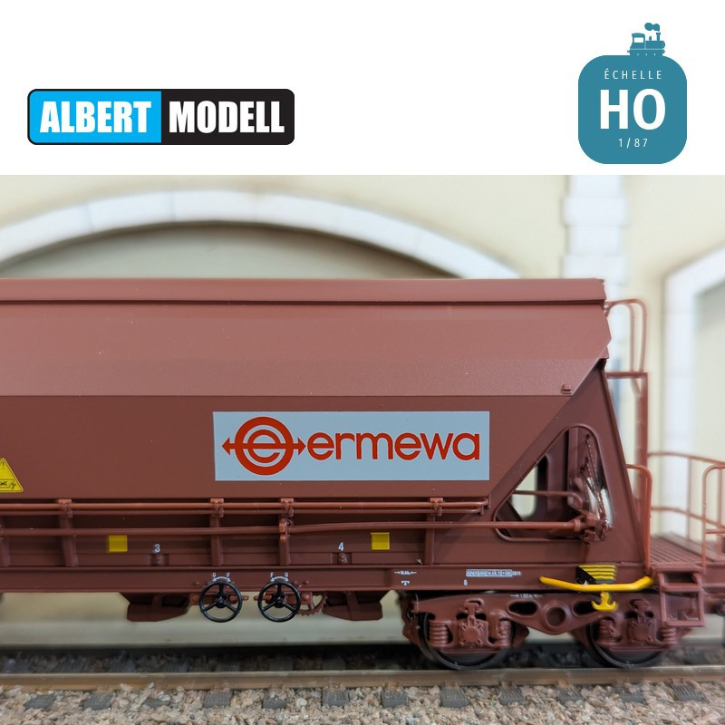 Wagon trémie T90 Tanpps brun UIC bogies Y25 moulés Ermewa Ep VI HO Albert Modell 065313 - Maketis