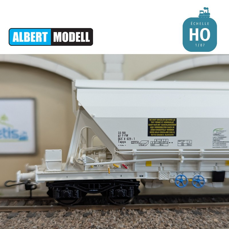 Wagon trémie T84 Tapps Trans Engrais bogies Y25 soudés France Wagons Ep VI HO Albert Modell 065318 - Maketis