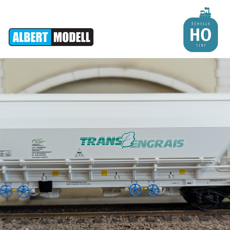 Wagon trémie T84 Tapps Trans Engrais bogies Y25 soudés France Wagons Ep VI HO Albert Modell 065318 - Maketis