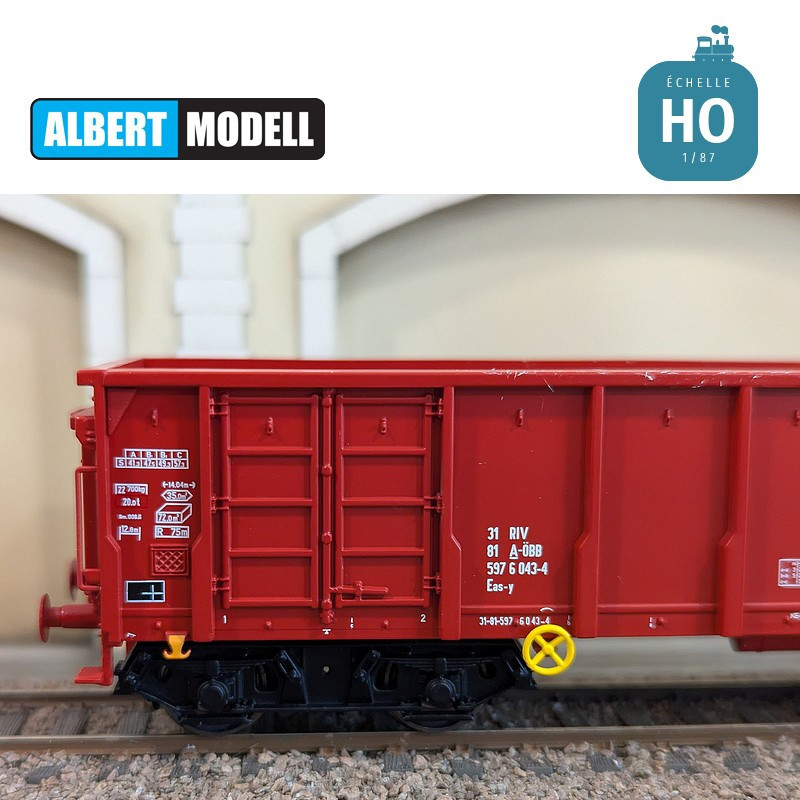 Wagon tombereau à bogies Eas-y rouge ÖBB Ep VI HO Albert Modell 597047 - Maketis
