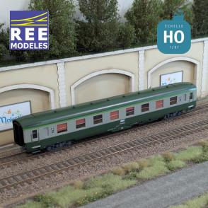 Voiture DEV AO Courte B8 ex-A8 U53 vert/gris SNCF EP IV-V HO REE VB-398 - Maketis