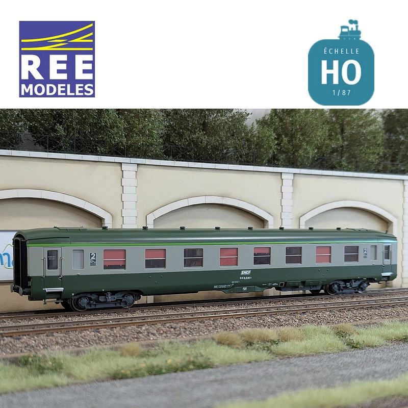 Voiture DEV AO Courte B8 ex-A8 U53 vert/gris SNCF EP IV-V HO REE VB-398 - Maketis