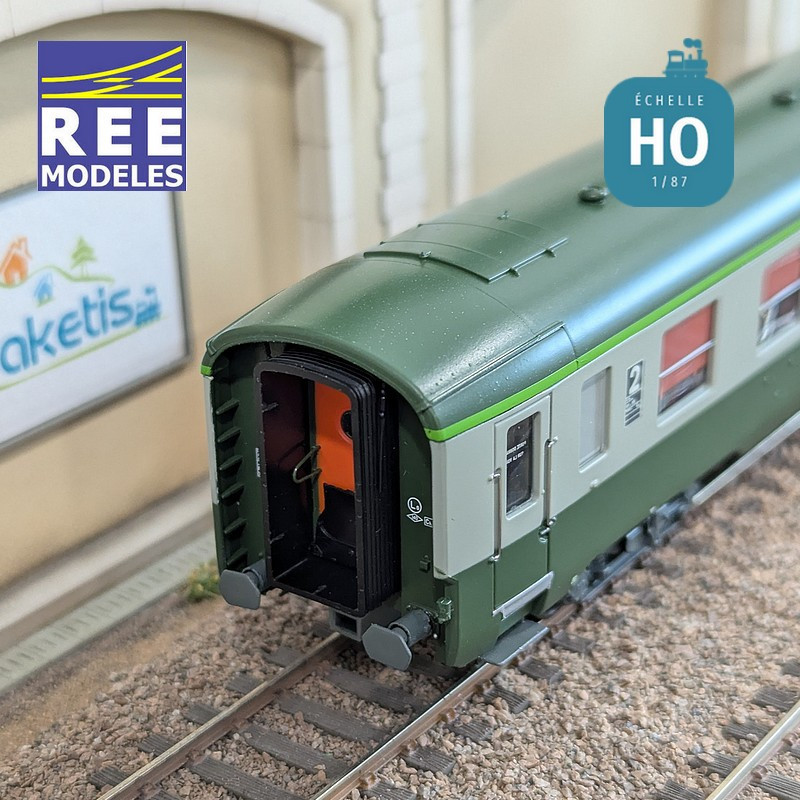 Voiture DEV AO Courte B8 ex-A8 U53 vert/gris SNCF EP IV-V HO REE VB-398 - Maketis