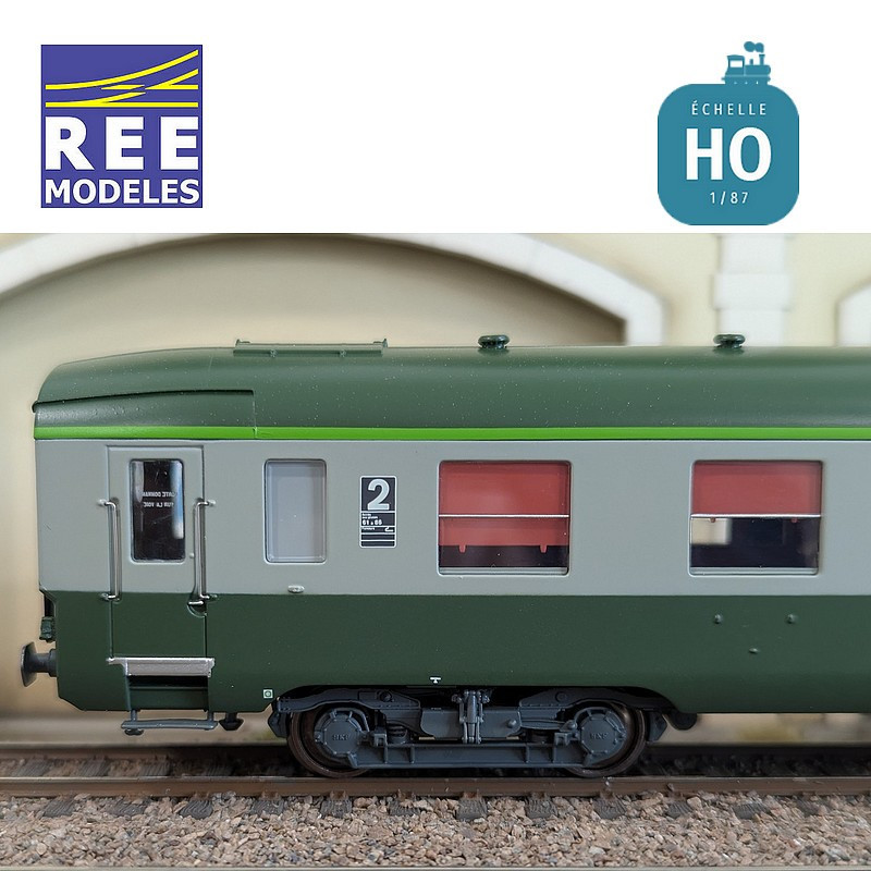 Voiture DEV AO Courte B8 ex-A8 U53 vert/gris SNCF EP IV-V HO REE VB-398 - Maketis
