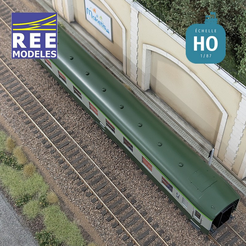 Voiture DEV AO Courte B8 ex-A8 U53 vert/gris SNCF EP IV-V HO REE VB-398 - Maketis
