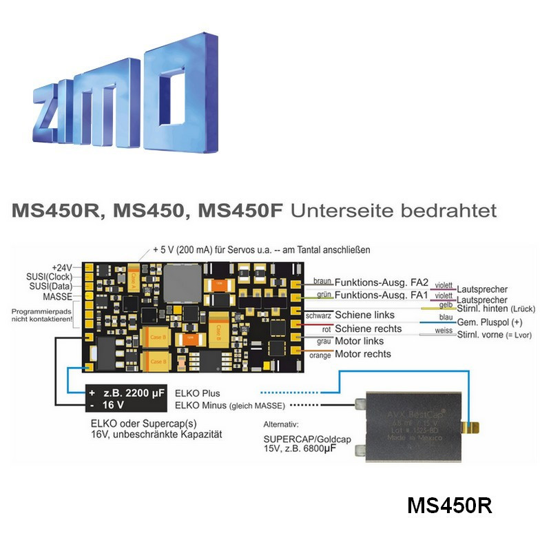 Zimo DCC Sound Kit for locomotive 030TU Chrezo MS450R, 8-pin NEM652 - Maketis