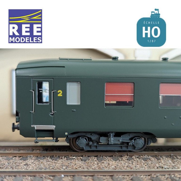 Voiture DEV AO Courte B8 ex-A8 U53 vert SNCF EP IV HO REE VB-395 - Maketis