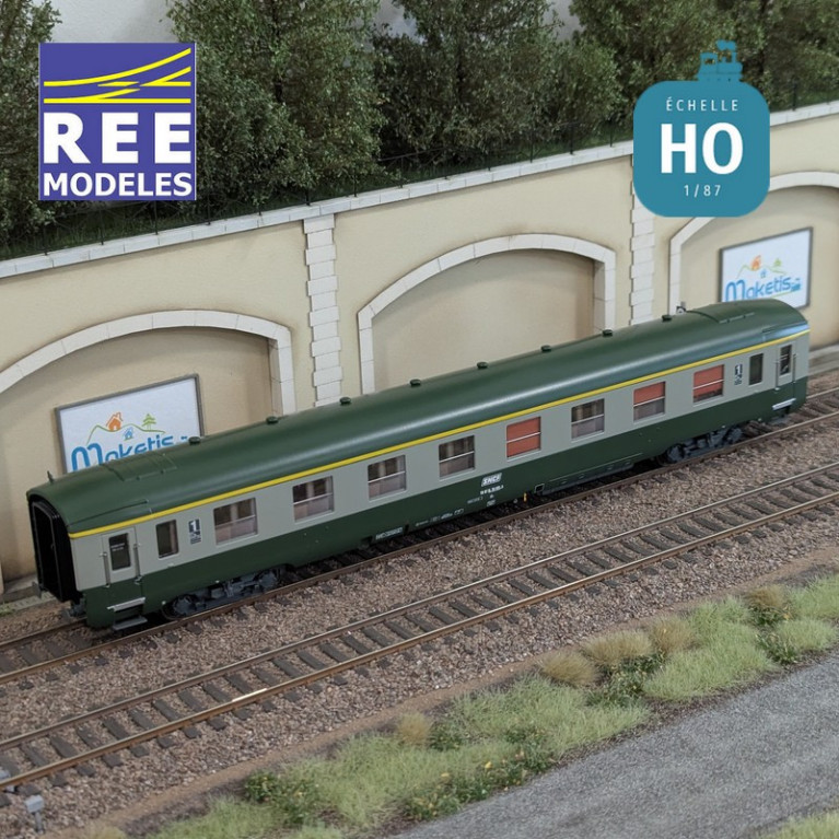 Set de 3 voitures DEV AO courtes (1x A7x ex-B8 U53 vert/gris et 2x B8 ex-A8 vert) SNCF EP IV-V HO REE VB-396 - Maketis