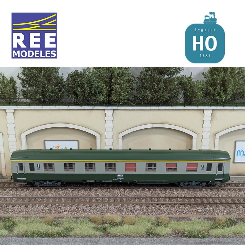 Set de 3 voitures DEV AO courtes (1x A7x ex-B8 U53 vert/gris et 2x B8 ex-A8 vert) SNCF EP IV-V HO REE VB-396 - Maketis