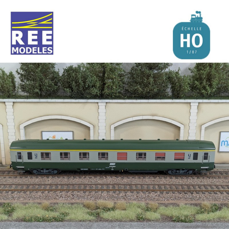 Set de 3 voitures DEV AO courtes (1x A7x ex-B8 U53 vert/gris et 2x B8 ex-A8 vert) SNCF EP IV-V HO REE VB-396 - Maketis