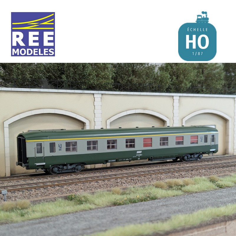 Set de 3 voitures DEV AO courtes (1x A7x ex-B8 U53 vert/gris et 2x B8 ex-A8 vert) SNCF EP IV-V HO REE VB-396 - Maketis