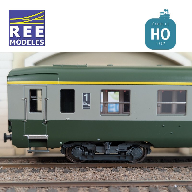Set de 3 voitures DEV AO courtes (1x A7x ex-B8 U53 vert/gris et 2x B8 ex-A8 vert) SNCF EP IV-V HO REE VB-396 - Maketis