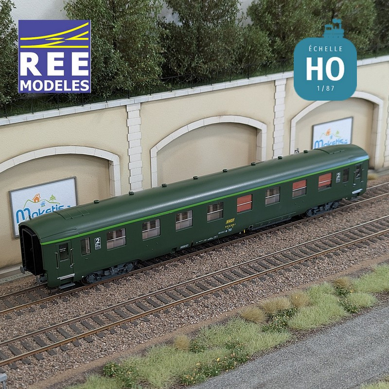 Set de 3 voitures DEV AO courtes (1x A7x ex-B8 U53 vert/gris et 2x B8 ex-A8 vert) SNCF EP IV-V HO REE VB-396 - Maketis