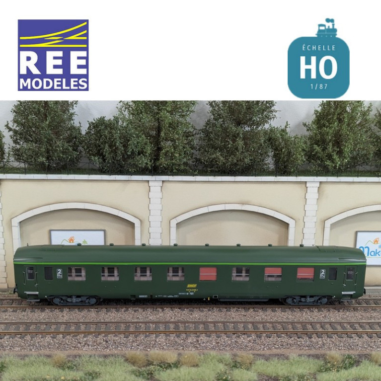 Set de 3 voitures DEV AO courtes (1x A7x ex-B8 U53 vert/gris et 2x B8 ex-A8 vert) SNCF EP IV-V HO REE VB-396 - Maketis