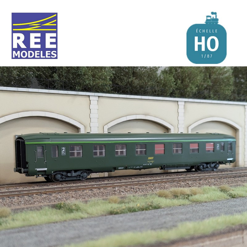 Set de 3 voitures DEV AO courtes (1x A7x ex-B8 U53 vert/gris et 2x B8 ex-A8 vert) SNCF EP IV-V HO REE VB-396 - Maketis