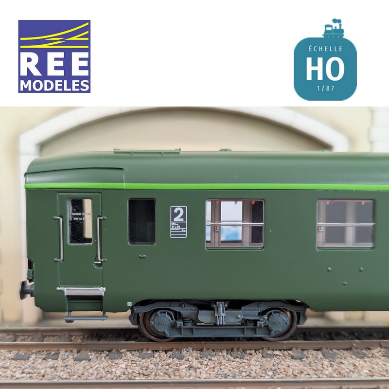 Set de 3 voitures DEV AO courtes (1x A7x ex-B8 U53 vert/gris et 2x B8 ex-A8 vert) SNCF EP IV-V HO REE VB-396 - Maketis