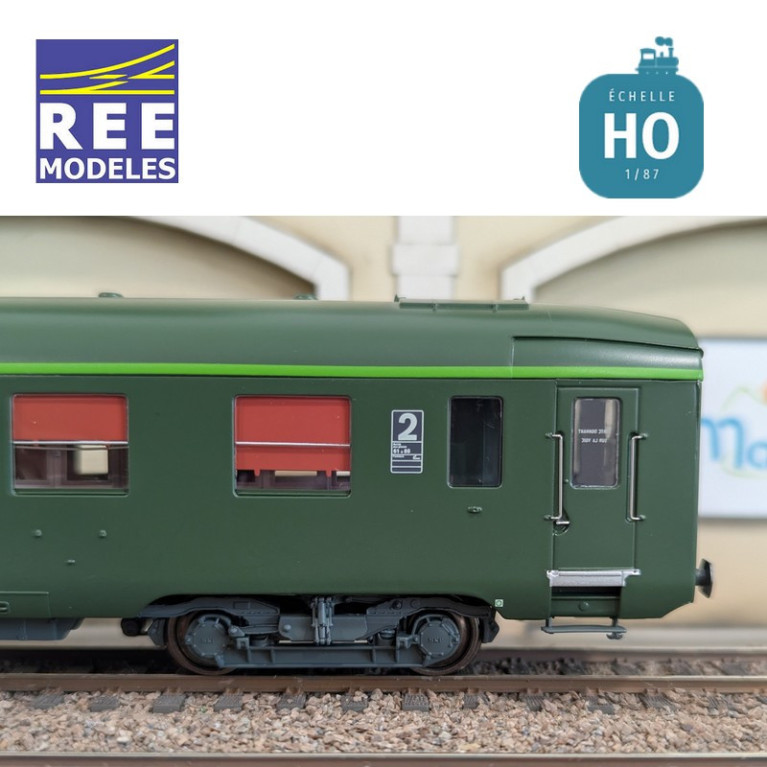 Set de 3 voitures DEV AO courtes (1x A7x ex-B8 U53 vert/gris et 2x B8 ex-A8 vert) SNCF EP IV-V HO REE VB-396 - Maketis