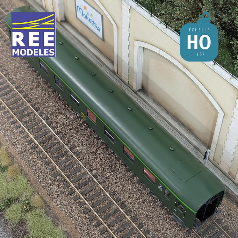 Set de 3 voitures DEV AO courtes (1x A7x ex-B8 U53 vert/gris et 2x B8 ex-A8 vert) SNCF EP IV-V HO REE VB-396 - Maketis
