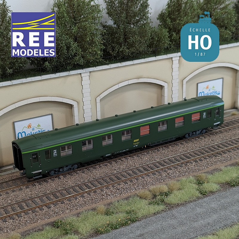 Set de 3 voitures DEV AO courtes (1x A7x ex-B8 U53 vert/gris et 2x B8 ex-A8 vert) SNCF EP IV-V HO REE VB-396 - Maketis