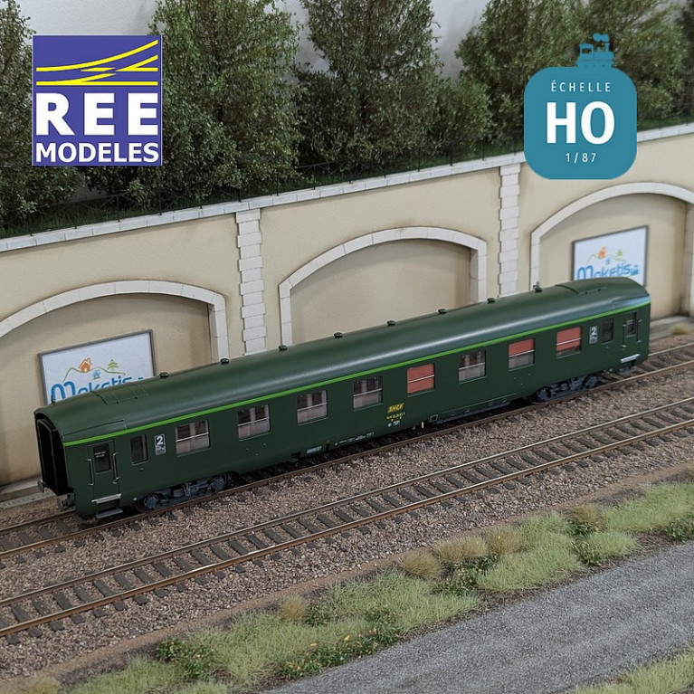 Set de 3 voitures DEV AO courtes (1x A7x ex-B8 U53 vert/gris et 2x B8 ex-A8 vert) SNCF EP IV-V HO REE VB-396 - Maketis