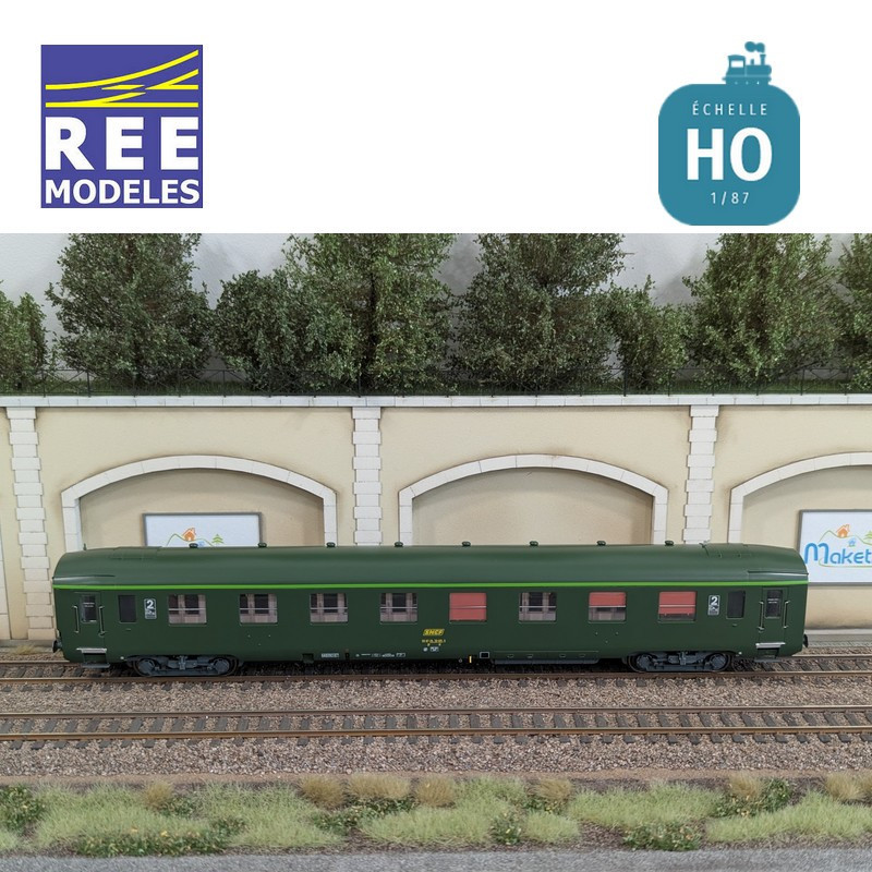 Set de 3 voitures DEV AO courtes (1x A7x ex-B8 U53 vert/gris et 2x B8 ex-A8 vert) SNCF EP IV-V HO REE VB-396 - Maketis