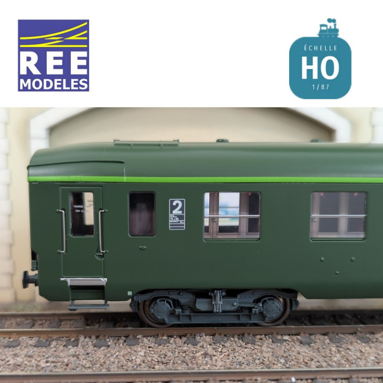 Set de 3 voitures DEV AO courtes (1x A7x ex-B8 U53 vert/gris et 2x B8 ex-A8 vert) SNCF EP IV-V HO REE VB-396 - Maketis