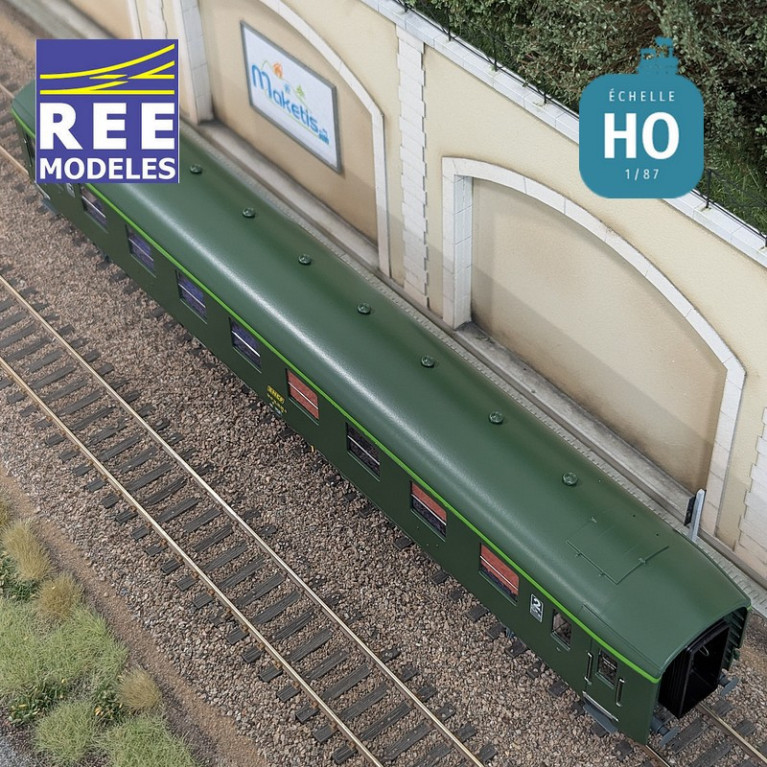 Set de 3 voitures DEV AO courtes (1x A7x ex-B8 U53 vert/gris et 2x B8 ex-A8 vert) SNCF EP IV-V HO REE VB-396 - Maketis