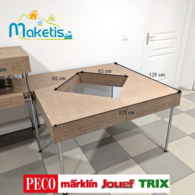 Set of 4 Corner Modules 125 cm for Helix or Reversing Loop Easy Module Maketis MOD72000 - Maketis