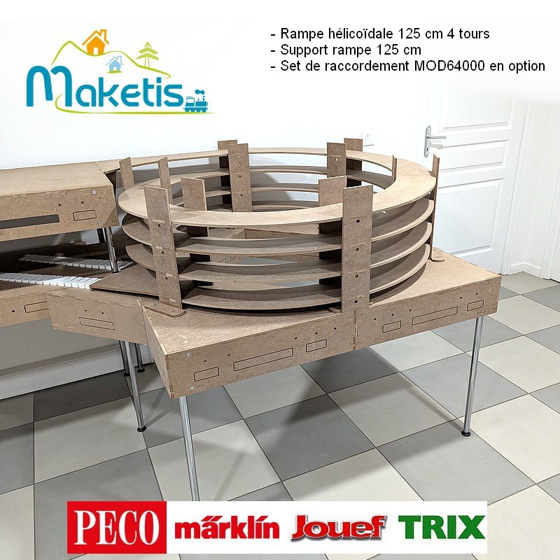 Set of 4 Corner Modules 125 cm for Helix or Reversing Loop Easy Module Maketis MOD72000 - Maketis